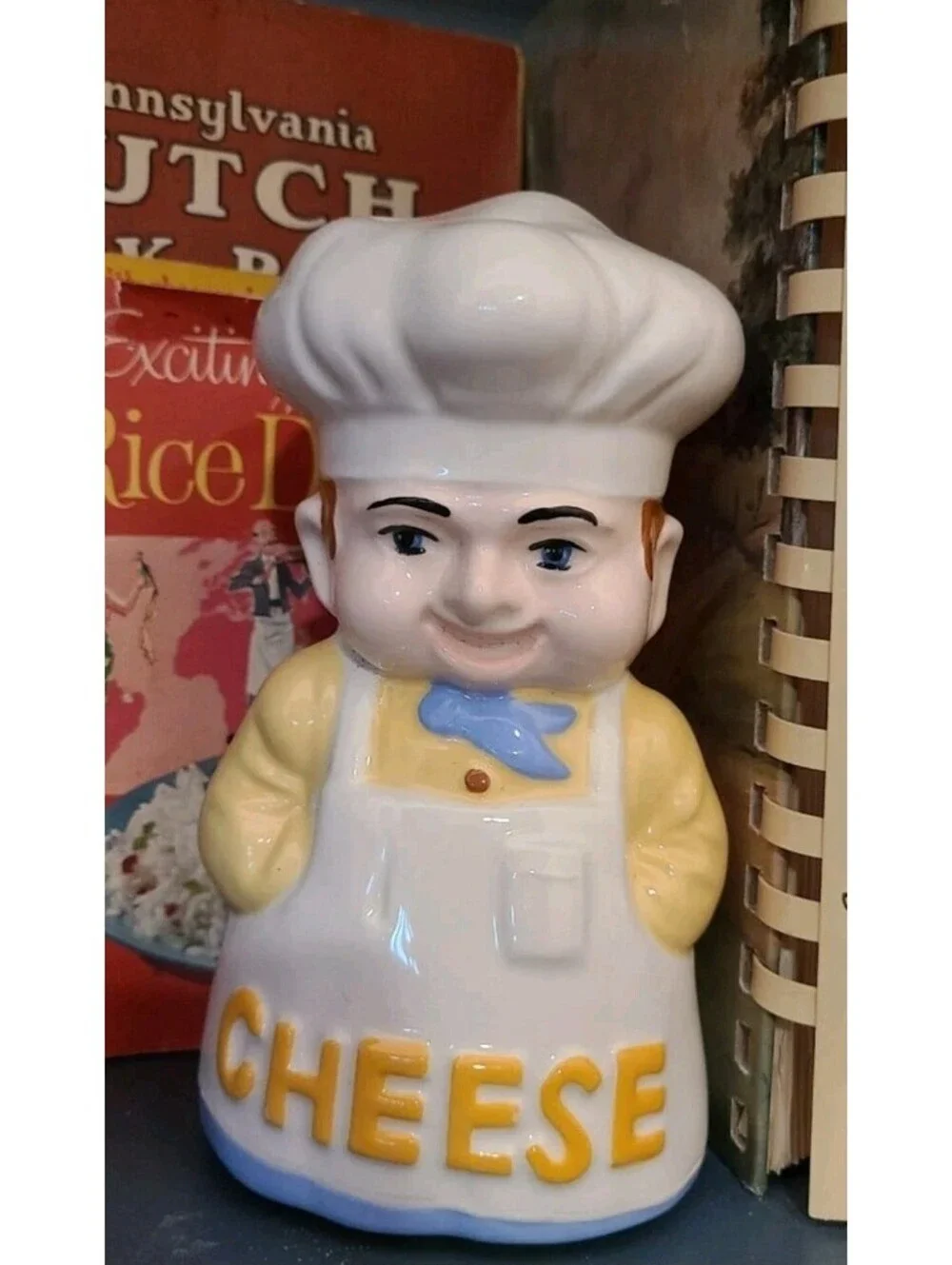 VINTAGE KNOBLER CHEF COOK FIGURINE CHEESE SHAKER CERAMIC JAPAN